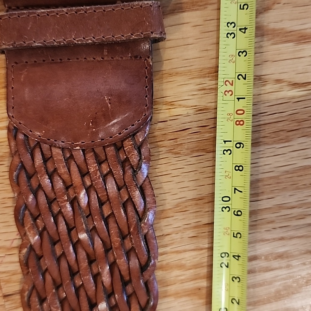 Genuine Leather Braided Belt 2-1/4" Wide Made In Italy Beautiful Sepia Brown MED